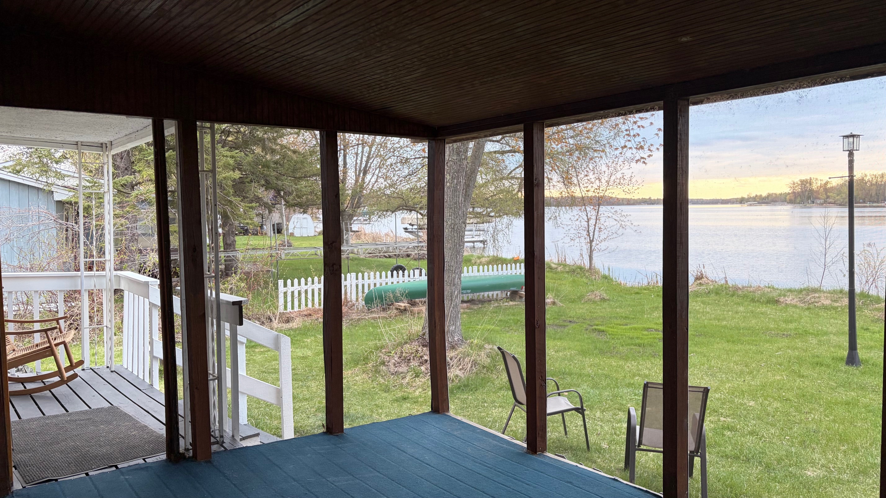View from screened porch to lake